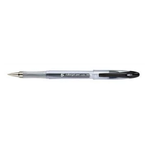 Image of 5 Star Office Roller Gel Pen Clear Barrel 1.0mm Tip 0.5mm Line Black Pack 12