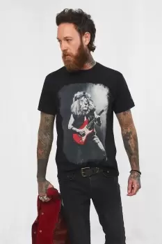 image of Lion Rocking Guitar Graphic Print T Shirt