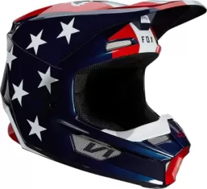 Image of FOX V1 Ultra Motocross Helmet, white-red-blue, Size 2XL, white-red-blue, Size 2XL