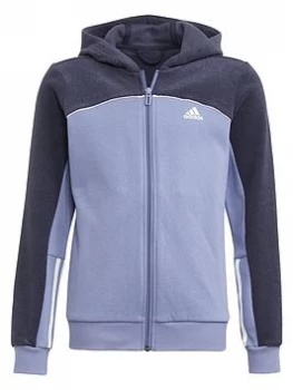 adidas Junior Girls CB Fleece Hoody TT - Purple/Navy, Purple/Navy, Size 5-6 Years, Women