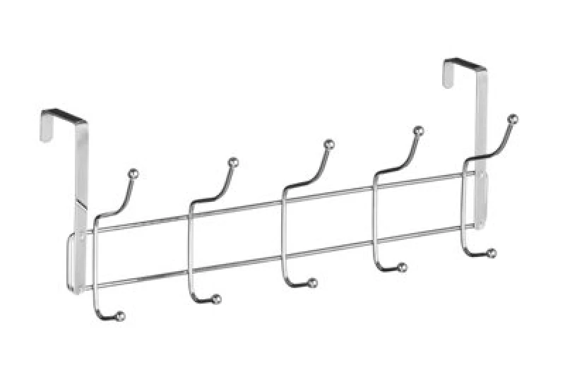 Image of Interiors by Premier Ten Hook Over Door Chrome Hanger Silver