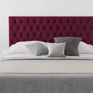 image of Monroe Upholstered Headboard, Plush Velvet, Berry - Headboard 60cm Size Single (90x190)