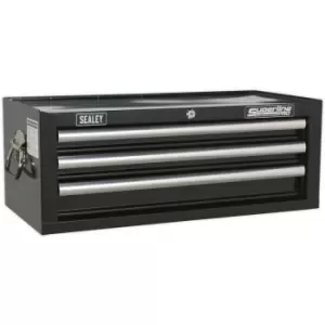 Image of 670 x 320 x 255mm BLACK 3 Drawer MID-BOX Tool Chest Lockable Storage Cabinet