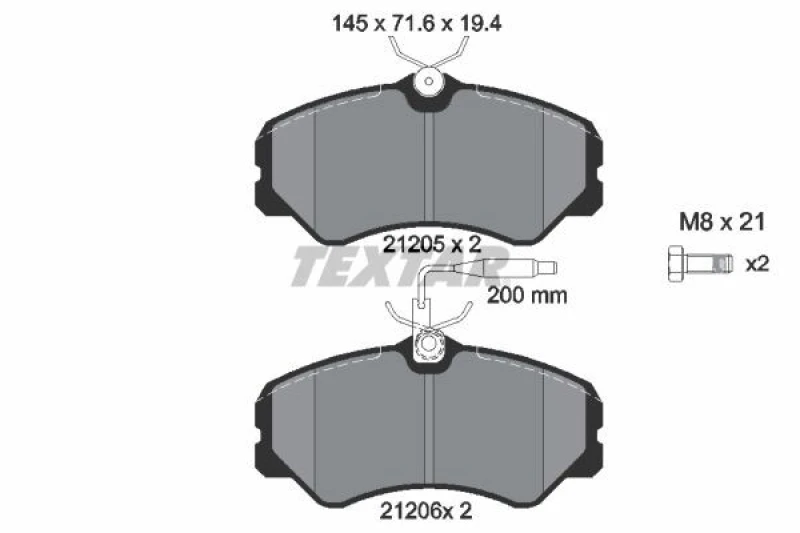 Image of Brake pad set TEXTAR 2120501