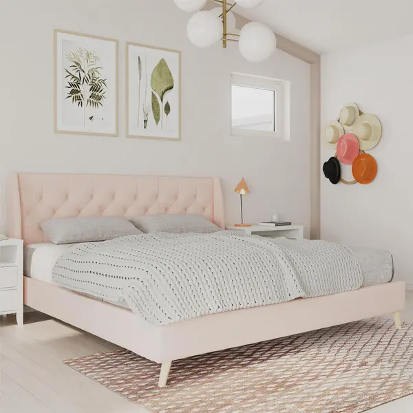 Image of Dorel Home Thea King Linen Bed