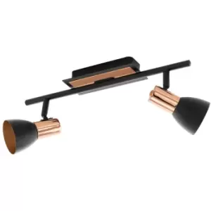 image of Netlighting Barnham 2 Light Twin Spotlight Matt Black, Copper, GU10