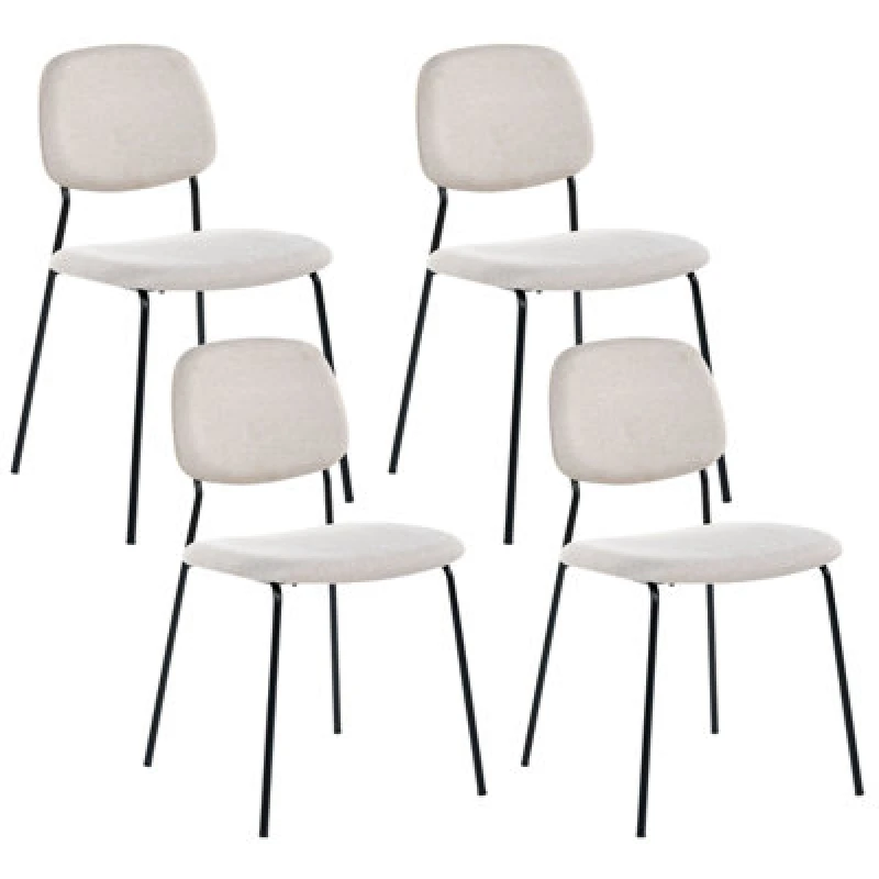 Image of Beliani Set Of 4 Dining Chairs Riley Fabric Light Beige