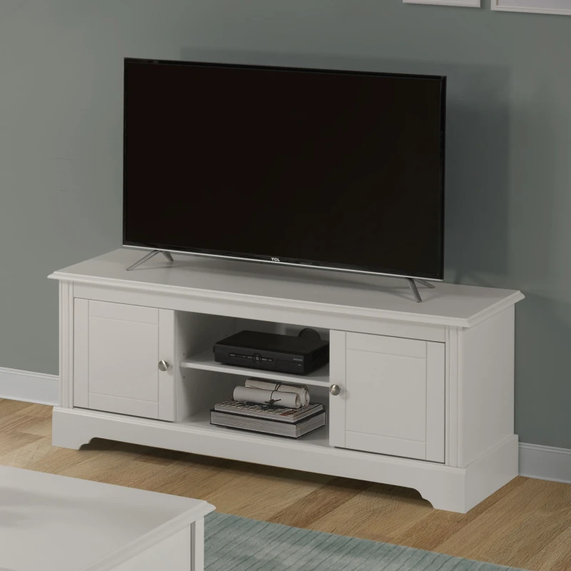 Image of Seconique Stratford 2 Door TV Unit White Shabby Chic