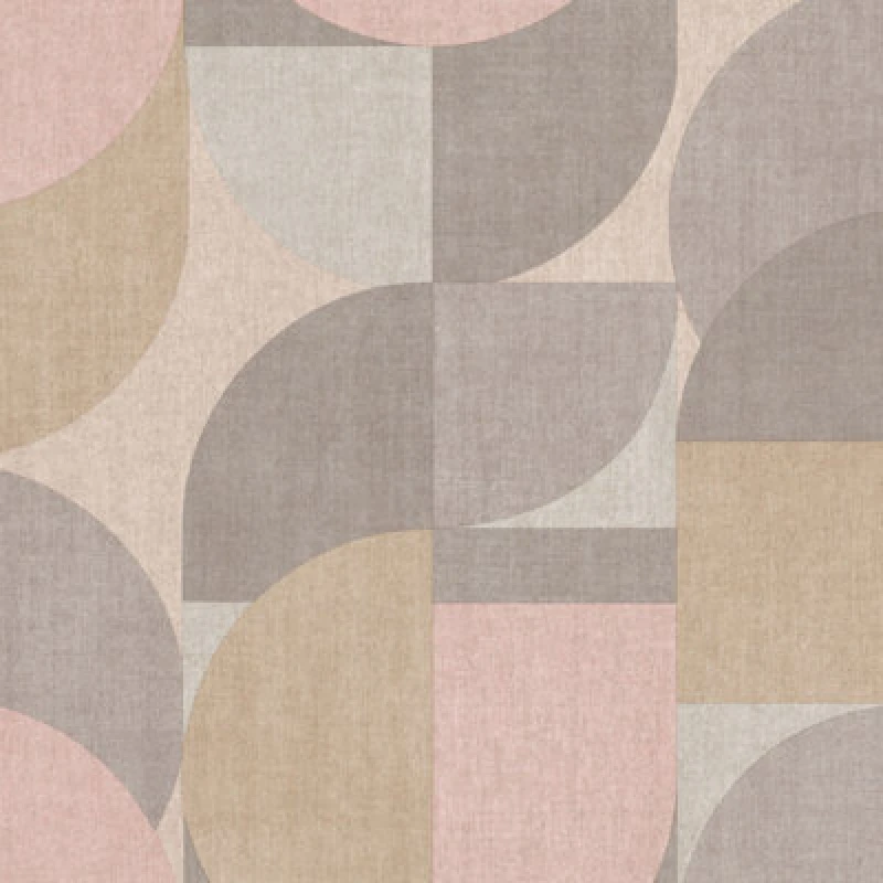 Image of Grandeco Geometric Shapes Bauhaus Textured Wallpaper, Pink