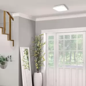 Image of Ajax Modern LED 33CM Ceiling Lamp In Cool White With Chrome Detail With Long Life Low Energy Light Source 17W(100W)