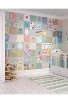 Image of Patchwork Wall Mural Matt Smooth Paste the Wall Mural 300cm wide x 240cm high