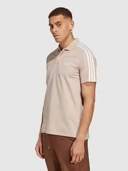 Image of adidas Sportswear Essentials Piqué Embroidered Small Logo 3-Stripes Polo Shirt - Beige, Beige, Size 2XL, Men