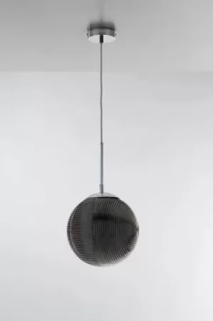Image of Greenwich Round Glass Ceiling Pendant, Grey, E27