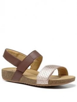 image of Hotter Haven Footbed Sandals - Dark Tan/Rose Gold