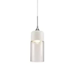 Image of Mia Tube Ceiling Pendant 1 Light E27 White, Clear Glass