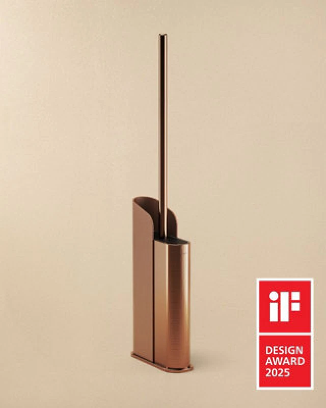 Image of Cosmic Silicone Toilet Brush, Floor Or Self-Adhesive, Slim Design, Award-Winning Design, Copper Pvd, Flat Collection