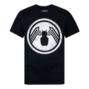 Image of Venom Mens Distressed Logo T-Shirt (L) (Black/White)