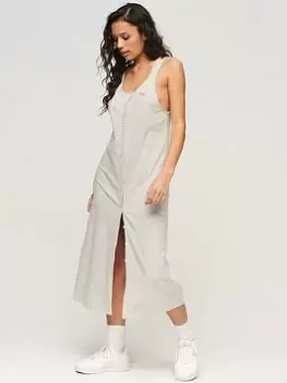 Image of Superdry Vintage Jersey Button Dress - Beige, Grey, Size 8, Women