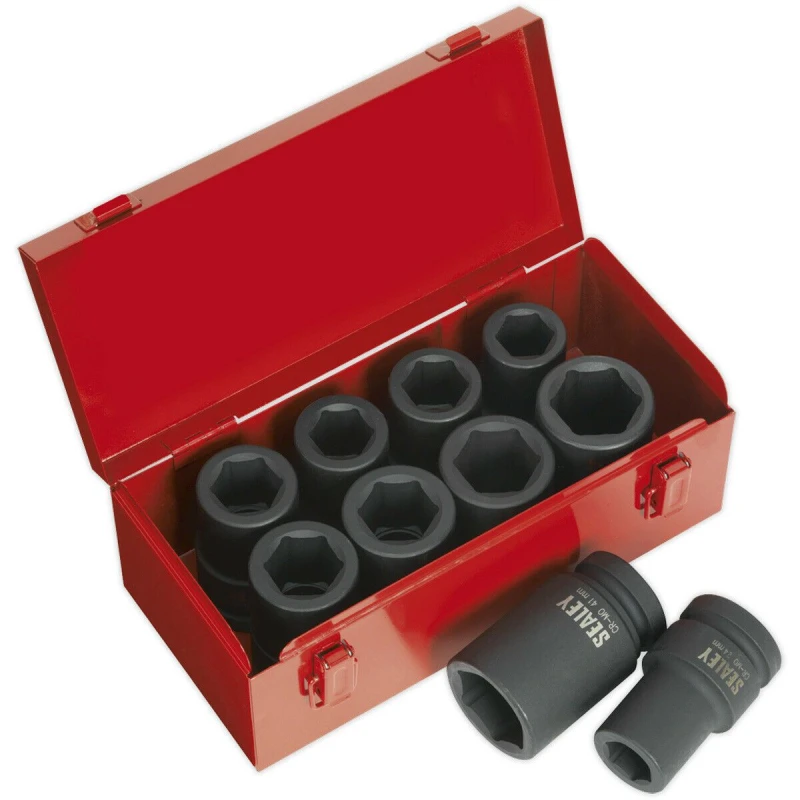 Image of Loops 10 Piece PREMIUM Impact Socket Set - 1" Sq Drive - Deep Sockets - High Torque Multi