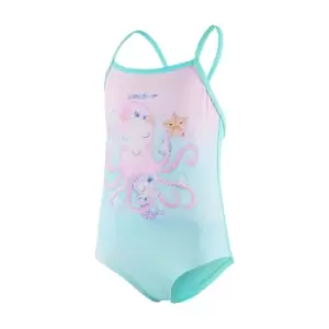 Image of Speedo Endurance Digital Thinstrap Swimsuit Infants Mint/Pink 2 Years