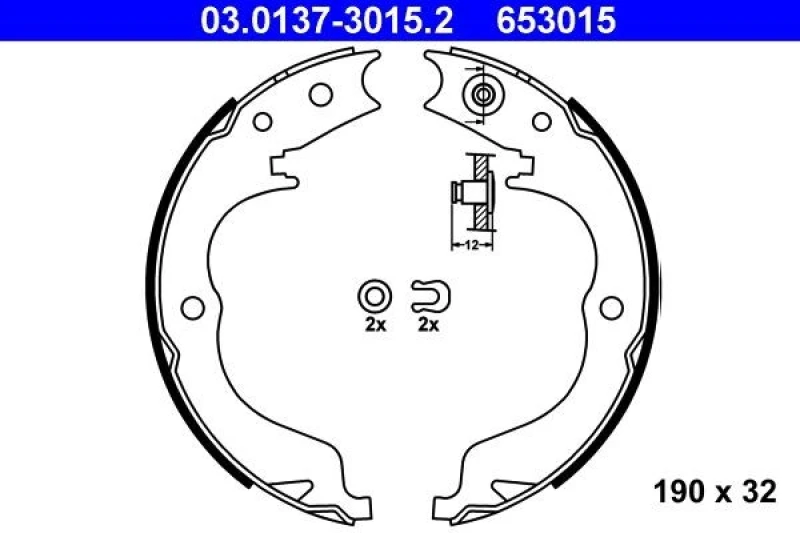 Image of ATE 03.0137-3015.2 Handbrake Shoes without lever Brake Shoe Set,parking brake (1419)
