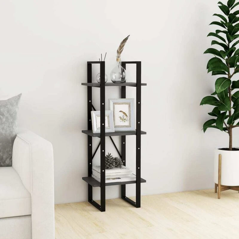 Image of VIDAXL Vidaxl - 3-Tier Book Cabinet Grey 40x30x105cm Solid Pinewood 8720286567845