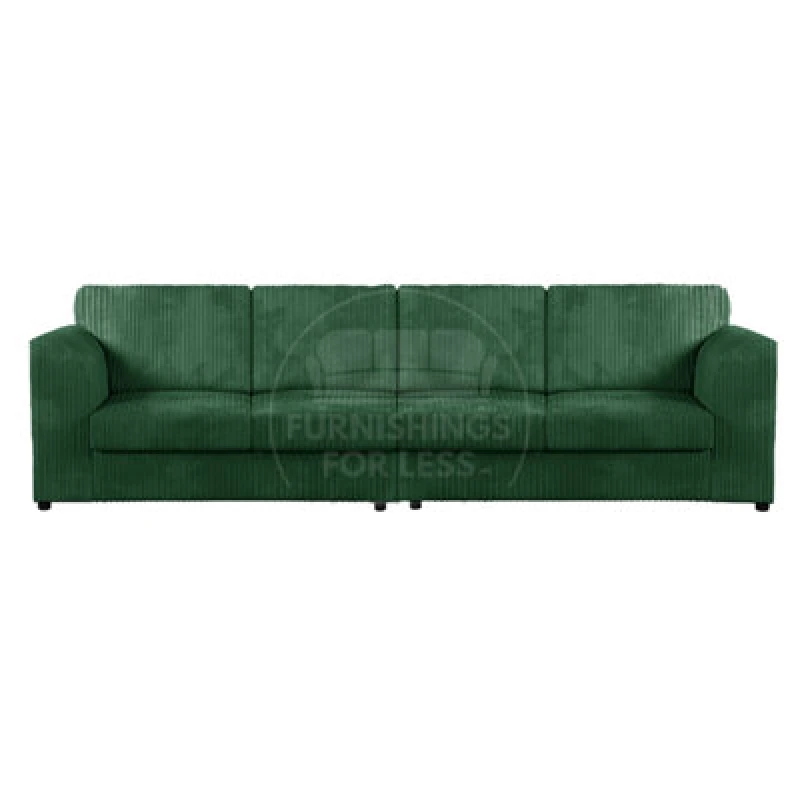 Image of Furnishings For Less UK Luxor Long Fabric Jumbo Cord 4 Seater Sofa - Full Back Green