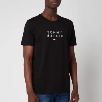 Image of Tommy Hilfiger Mens Stacked Logo T-Shirt - Black - XXL