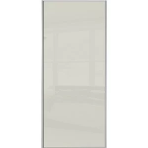 image of Spacepro Sliding Wardrobe Door Silver Framed Single Panel Arctic White Glass - 2220 x 610mm