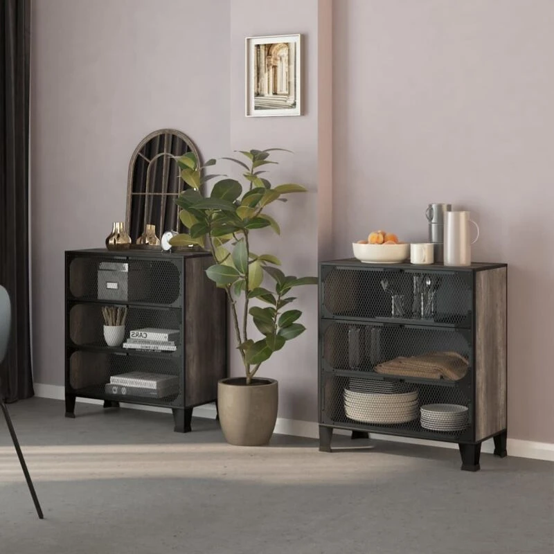 Image of VIDAXL Storage Cabinets 2 pcs Grey 72x36x82cm Metal and mdf Vidaxl 8720286853016