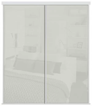 Sliding Doors and track W1489 White Frame Arctic White Glass