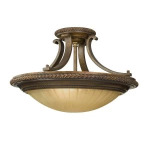 Image of 2 Light Ceiling Semi Flush Light Gold, Bronze, E27
