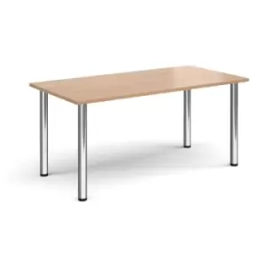 Image of Rectangular chrome radial leg meeting table 1600mm x 800mm - beech