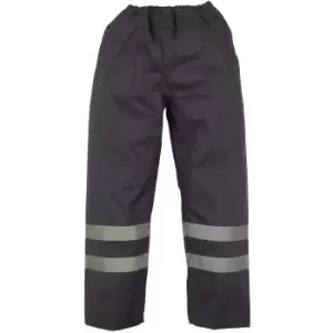 image of Yoko Mens Hi-Vis Waterproof Contractor Over Trousers (2XL) (Navy Blue)