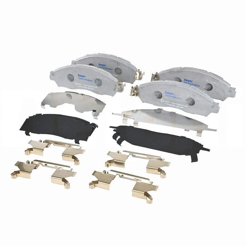 Image of DELPHI LP5027EV Brake pad set with acoustic wear warning, with accessories, with anti-squeak plate Brake Pad Set,disc brake (402)