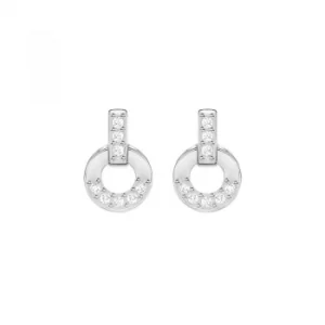 image of Ladies Swarovski Silver Plated Circle Earrings