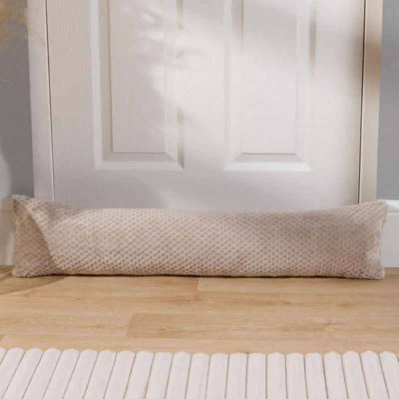 Image of OHS OHS Fabric Door Draught Excluder Weather Seal Waffle Fleece Window Draft Insulation in Light Beige Light Beige One Size Unisex 5027434191758