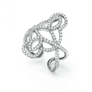 Image of Ladies Folli Follie Sterling Silver Fashionably Silver Swirl Ring Size N.5