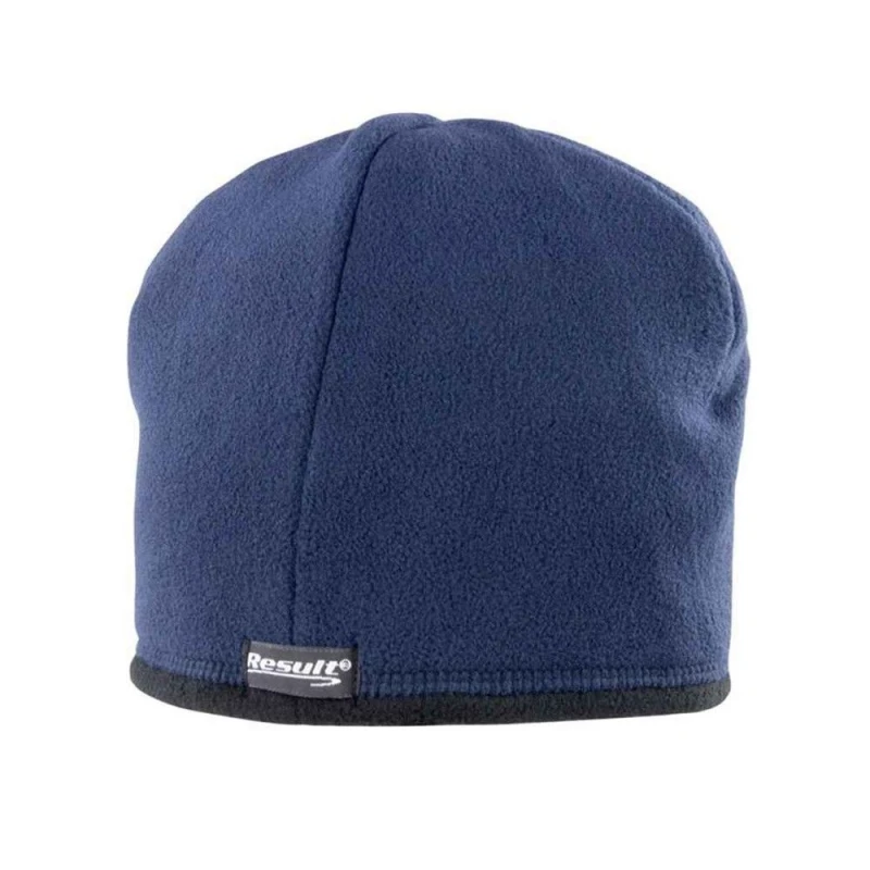 Image of Result Result Men Reversible Microfleece Bobble Hat in Black Size: Small Black S Male 5063527291707
