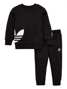 Image of Adidas Originals Childrens Big Trefoil Crew Tracksuit - Black