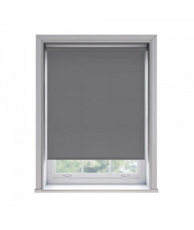 Image of 45Cm No Drill Self Adhesive Slate Grey Thermal Blackout Roller Blind (170Cm Drop)