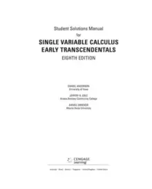 Image of Student Solutions Manual for Stewart's Single Variable Calculus: Early Transcendentals, 8th