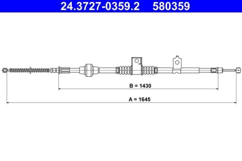 Image of ATE 24.3727-0359.2 Brake Cable 1645mm Cable,parking brake (124)