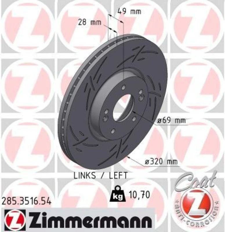 Image of ZIMMERMANN Brake disc ZIMMERMANN 285.3516.54