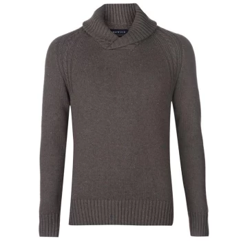 image of Howick Callington Cotton Shawl Neck Jumper with Neps - Granite