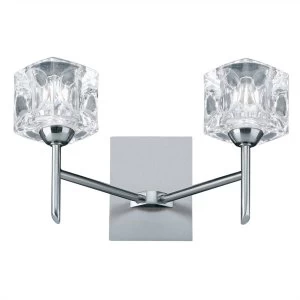 Image of LED 2 Light Indoor Glass Wall Light Satin Silver
