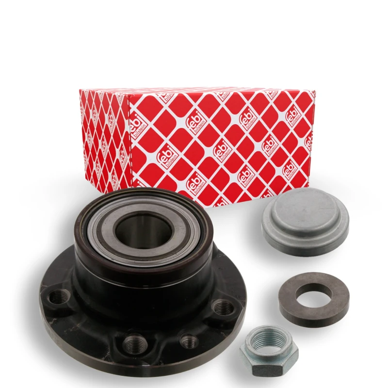 Image of FEBI BILSTEIN 34956 Wheel bearing kit with fastening/mounting material, Rear Axle Right, with ABS sensor ring Wheel Bearing Kit (654)