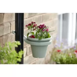 image of 20cm Sage Round Plant Pot & Drainpipe Holder Pack Of 2 - Sage - Clever Pots