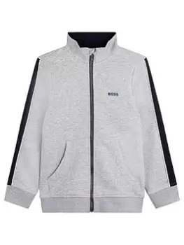 Image of BOSS Boys Zip Through Sweat Top - Grey Marl, Size 6 Years