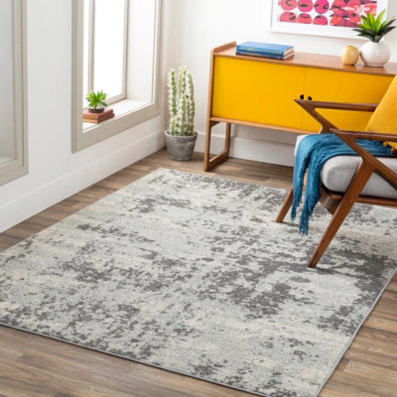 Image of Livabliss Abstract Modern Marble White Sarah Area Rug 200 X 275cm - Easy Care, Non Shedding, Ideal For Living Room & Bedroom